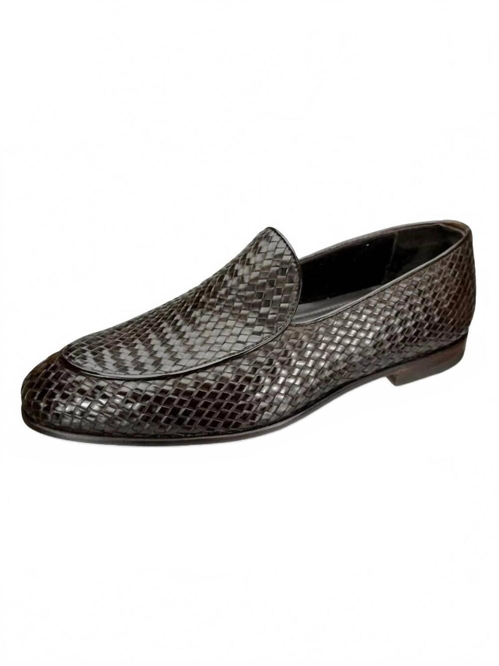 NEW BONTONI men's antonino woven ventian shoes in chocolate